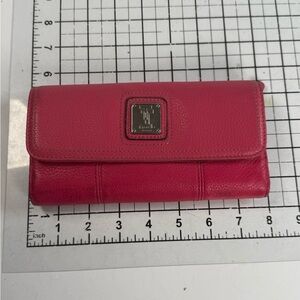 Tignanello Pink tri fold long Leather Wallet
